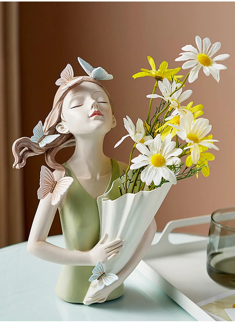 Butterfly Girl Sculpture Model Vase