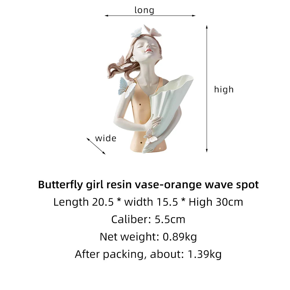 Butterfly Girl Sculpture Model Vase