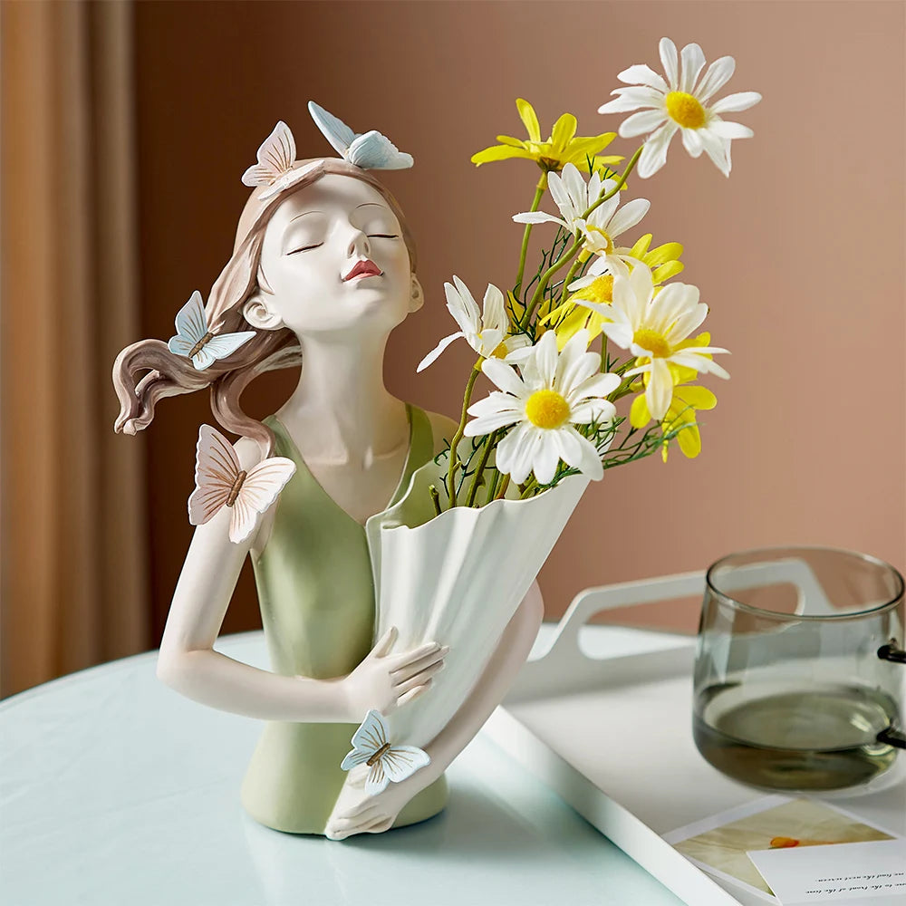 Butterfly Girl Sculpture Model Vase